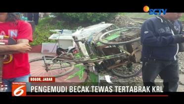 Pengemudi Becak Tewas Tertabrak KRL Jurusan Jakarta Bogor – Liputan6 Petang