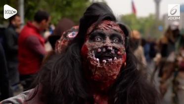 Ratusan Orang Berpakaian Zombie Penuhi Jalan Amerika 