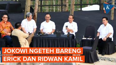 Momen Jokowi Ngeteh  Bareng Ridwan Kamil dan Erick Thohir di IKN