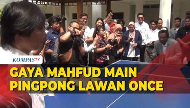 Aksi Menko Polhukam Mahfud Main Tenis Meja dan Nyanyi Bareng Once