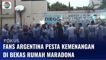 Fans Argentina Nobar hingga Rayakan Kemenangan di Bekas Rumah Diego Maradona | Fokus