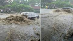 Bandung Dilanda Banjir Besar, Jalan Tol Pasteur Mirip Lautan