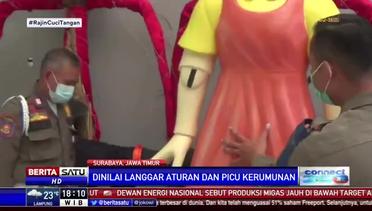 Boneka Squid Game di Jalan Tunjungan Surabaya Dibongkar Satpol PP