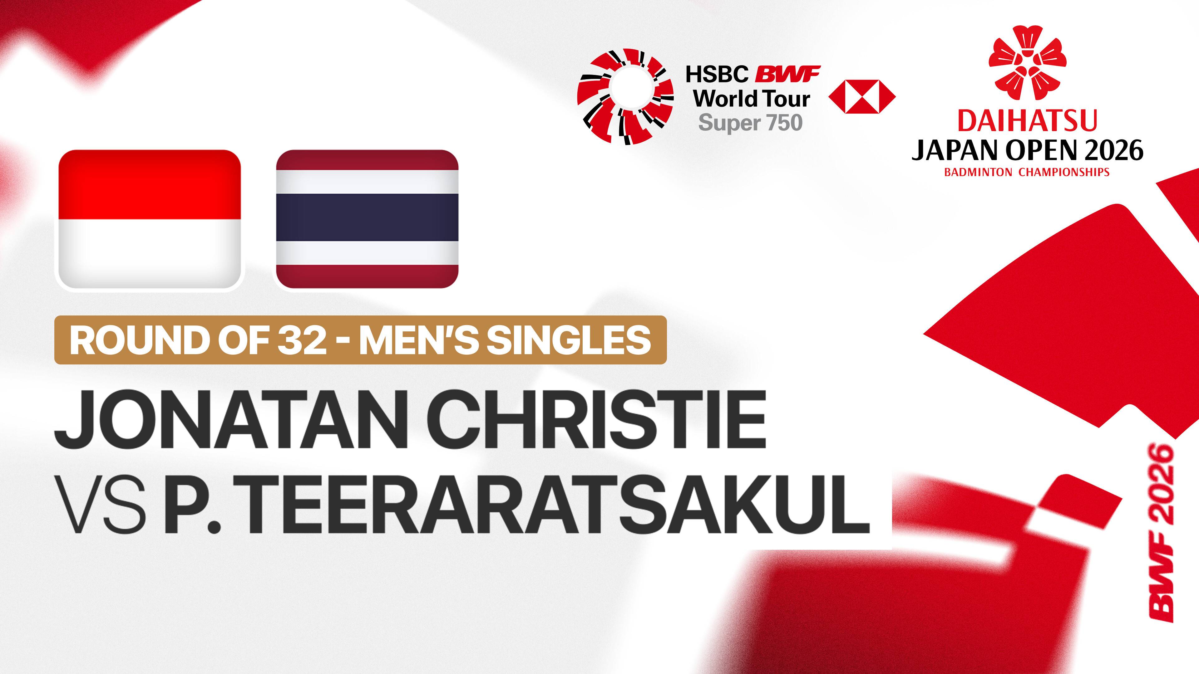 Jonatan Christie (INA) vs Panitchaphon Teeraratsakul (THA) - Men's Singles Round of 32 | DAIHATSU Japan Open 2026