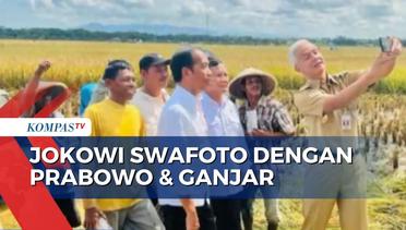 Momen Kebersamaan Jokowi, Prabowo dan Ganjar Saat Panen Raya di Kebumen!