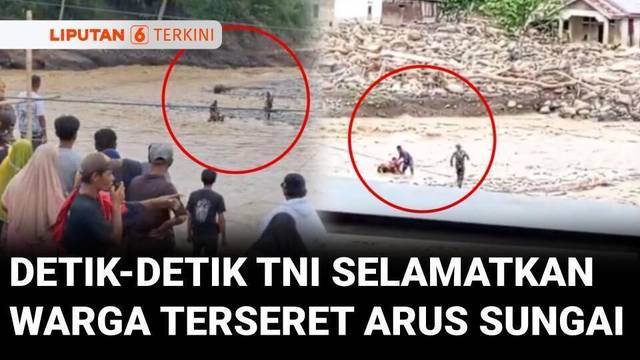 Prajurit TNI AD Selamatkan Warga Terseret Arus Sungai di Aceh Tengah | Liputan 6