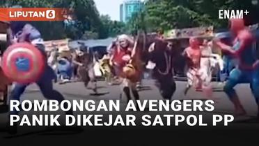 Viral Rombongan 'Superhero' Kocar-Kacir Dikejar Aparat, Warganet: Avengers vs Satpol PP