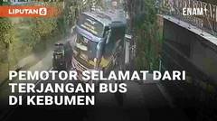 Detik-Detik Pemotor Selamat dari Terjangan Bus Usai Nekat Salip Ambulans di Kebumen