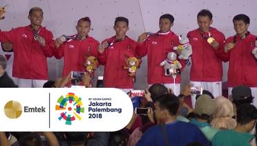 Inilah Momen Pengalungan Medali Emas dan Perak untuk Tim Spor Climbing Indonesia