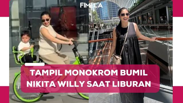 Outfit Monokrom Nikita Willy Jadi Bumil Aktif Saat Liburan di Singapura