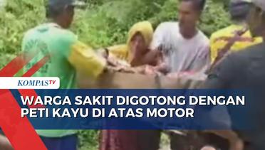 Gegara Jalan Rusak, Warga Sakit di Bengkulu Digotong dengan Peti Kayu di Atas Motor