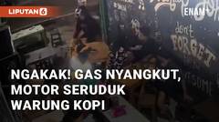 Ngakak! Diduga Gas Nyangkut, Motor Ini Seruduk Warung Kopi di Jakarta Timur
