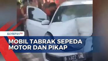 Mobil Tabrak Sepeda Motor dan Pikap di Kota Depok, 3 Orang Terluka!