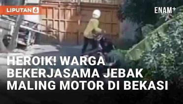Aksi Heroik Warga Bekerjasama Jebak Maling Motor di Kabupaten Bekasi