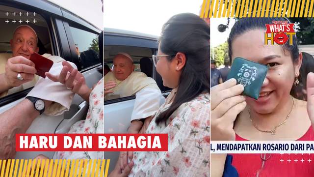 Rela Menunggu di Pinggir Jalan, Ibu Hamil dan Anak-Anak Bahagia Dapat Rosario Dari Paus Fransiskus