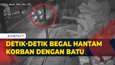 Tega! Rekaman CCTV Aksi Begal Motor di Jaktim Hantam Korban dengan Batu