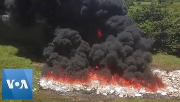 Panama- Anti-Drug Authorities Burn Seized Narcotics