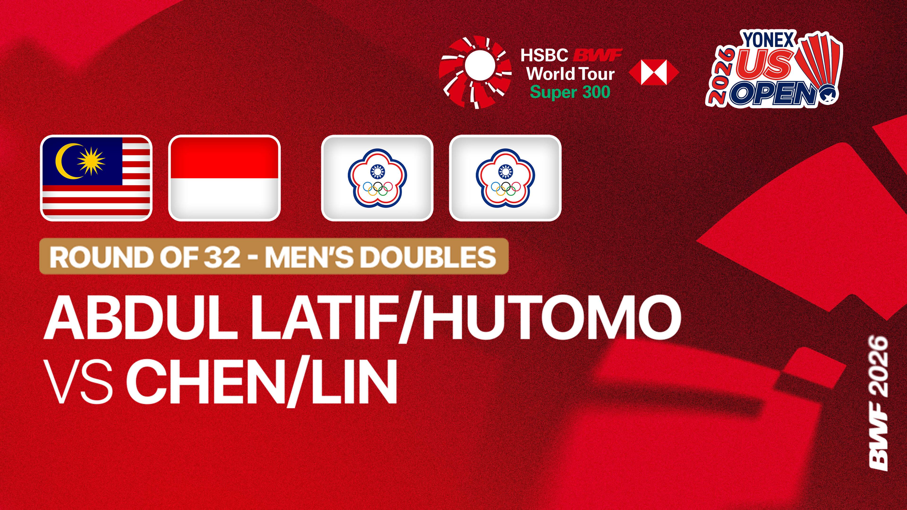 Mohd Razif Abdul Latif (MAS)/Teges Satriaji Cahyo Hutomo (INA) vs Chen Zhi Ray/Lin Yu Chieh (TPE) - Men's Doubles Round of 32 | Yonex US Open 2026