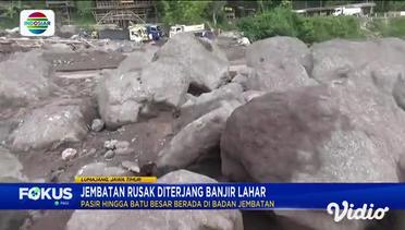 Jembatan Rusak Diterjang Banjir Lahar Gunung Semeru