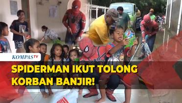 Spiderman Turun Tangan Bantu dan Hibur Anak-anak Pasca Banjir di Sukoharjo