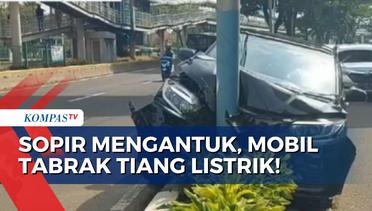 Diduga Mengantuk, Sopir Minibus Tabrak Tiang Listrik di Cempaka Putih Jakarta