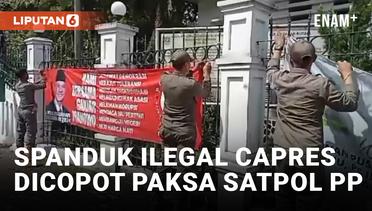Satpol PP Banten Copot Ratusan Spanduk Ilegal Bacaleg dan Bacapres