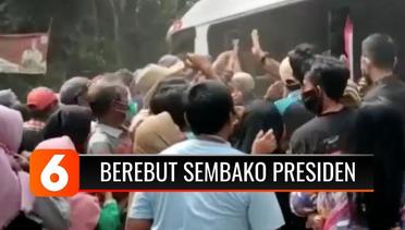 Warga di Bogor Berkerumun Rebutan Sembako dan Masker Gratis yang Diberikan Rombongan Presiden | Liputan 6