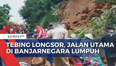 Warga Panik Tebing Longsor, Jalan Utama dari Pagentan ke Kota Banjarnegara Lumpuh