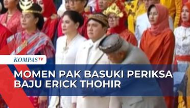 Tertangkap Kamera! Menteri PUPR Basuki Periksa Pakaian Erick Thohir Usai Pengibaran Bendera