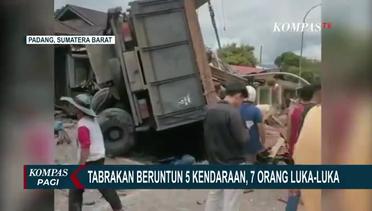 Terekam Video Amatir Warga, Truk Pengangkut Besi Kecelakaan Beruntun dengan 5 Kendaraan di Padang