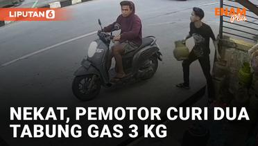 Nekat, Pemotor Curi Dua Tabung Gas 3 Kg di Warung Terekam CCTV