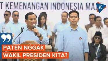 Kelakar Prabowo ke Gibran di Hadapan Pendukung: Aku Nggak Salah Pilih Wapres