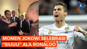 Momen Jokowi Diajak Selebrasi Siuuu ala Cristiano Ronaldo