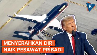 Naik Pesawat Pribadi, Trump Tiba di New York untuk Menyerahkan Diri