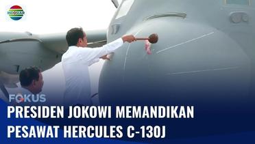 Didamping Prabowo Subianto, Presiden Jokowi Mandikan Pesawat Super Hercules C-130J | Fokus