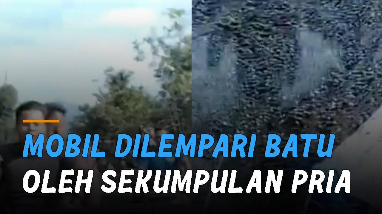 Mobil Seorang Perempuan Dilempari Batu Oleh Sekumpulan Pria