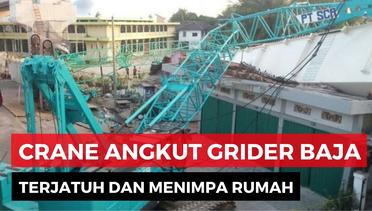 Crane Proyek LRT di Palembang Roboh Menimpa Rumah