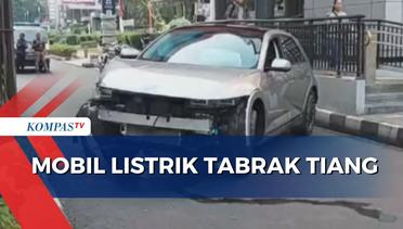 Diduga Pengemudi Mengantuk, Mobil Listrik Tabrak Tiang Pancang Monorel di Kuningan Jakarta Selatan