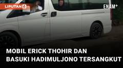 Mengejutkan, Mobil Yang Ditumpangi Erick Thohir dan Basuki Hadimuljono Tersangkut