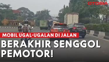 Detik-Detik Pengendara Mobil Ugal-Ugalan di Jalan Raya, Berakhir Insiden Senggolan Dengan Pemotor!