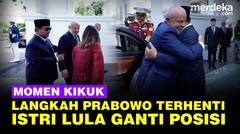 Prabowo Mendadak Berhenti, Momem Kikuk Istri Presiden Brasil Ganti Posisi Tiba di Istana