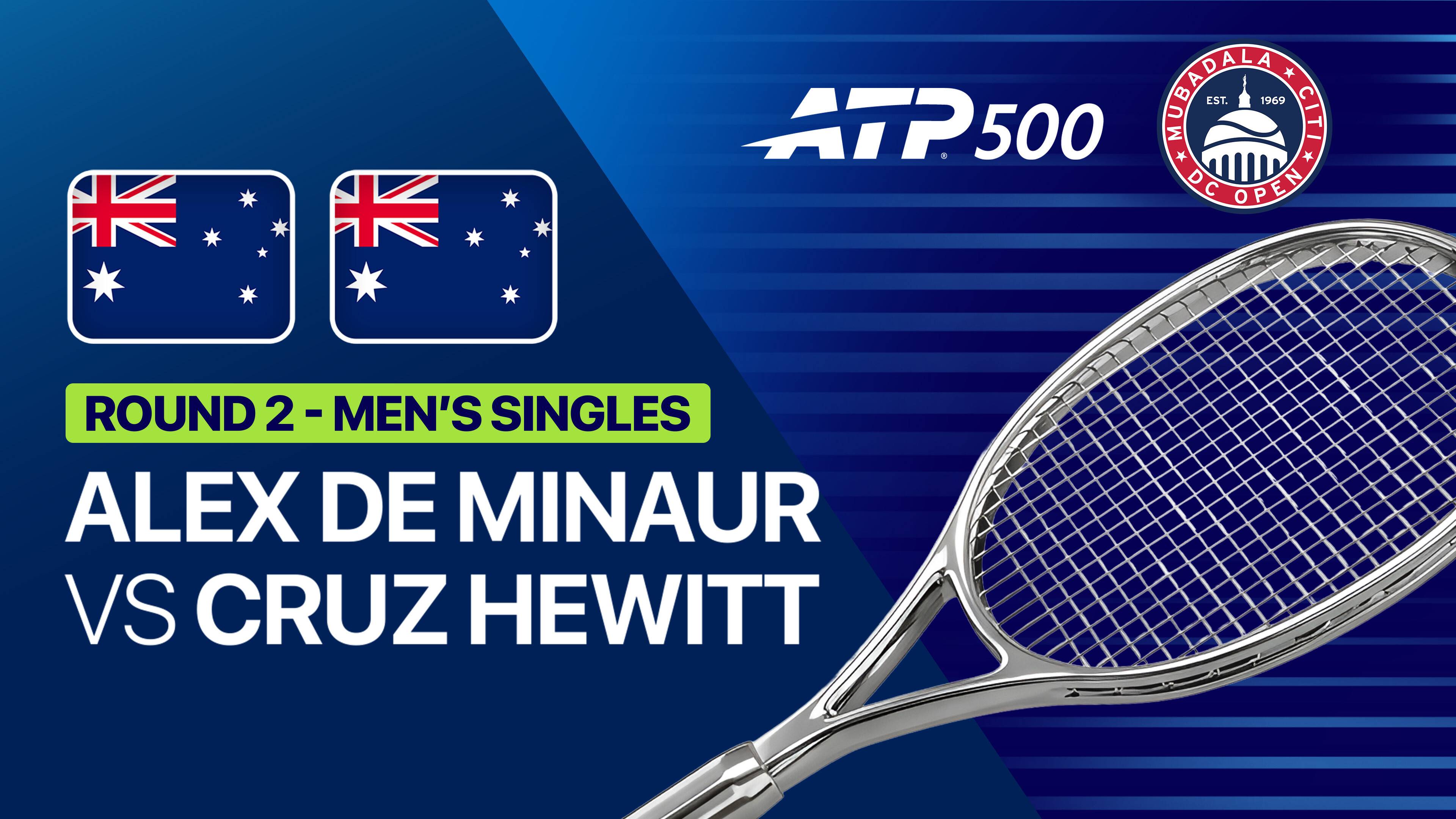 Alex de Minaur vs Cruz Hewitt - Round 2 | ATP 500: Mubadala Citi DC Open 2026