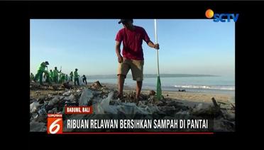 Jaga Kebersihan Kawasan Wisata, Ribuan Pelajar dan Relawan Bersihkan Sampah di Pantai Bali - Liputan 6 Pagi