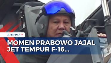 Menhan Prabowo Naiki Jet Tempur F-16 TNI AU dan Terima Lencana Wing Kehormatan Penerbang