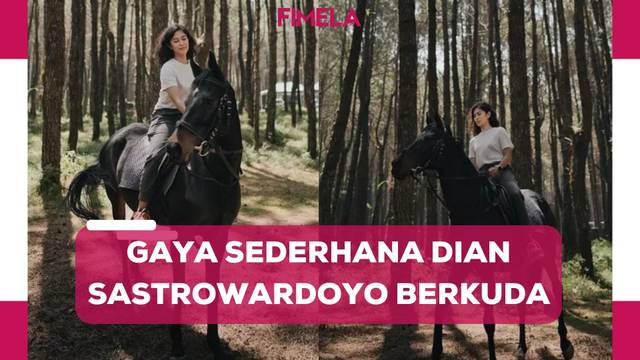 Tampil Sederhana Dian Sastrowardoyo Berkuda di Dalam Hutan