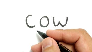 WOW KEREN, belajar cara menggambar kata COW menjadi sapi dengan mudah