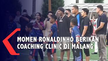 Momen Legenda Sepak Bola Asal Brazil Ronaldinho Berikan Coaching Clinic di Malang