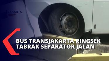 Lagi! Transjakarta Tabrak Separator Jalan di Sudirman, Kecelakaan Diduga Akibat Botol Air Mineral