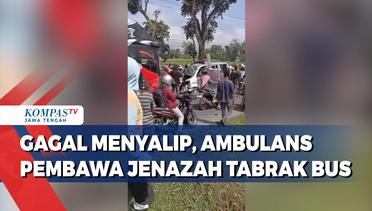 Gagal Menyalip, Ambulans Pembawa Jenazah Tabrak Bus
