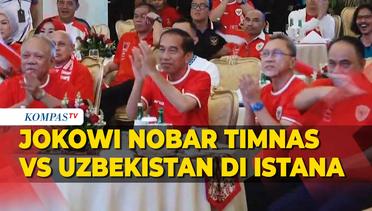 Momen Jokowi Bersama Para Menteri Nobar Timnas Indonesia vs Uzbekistan di Istana Negara